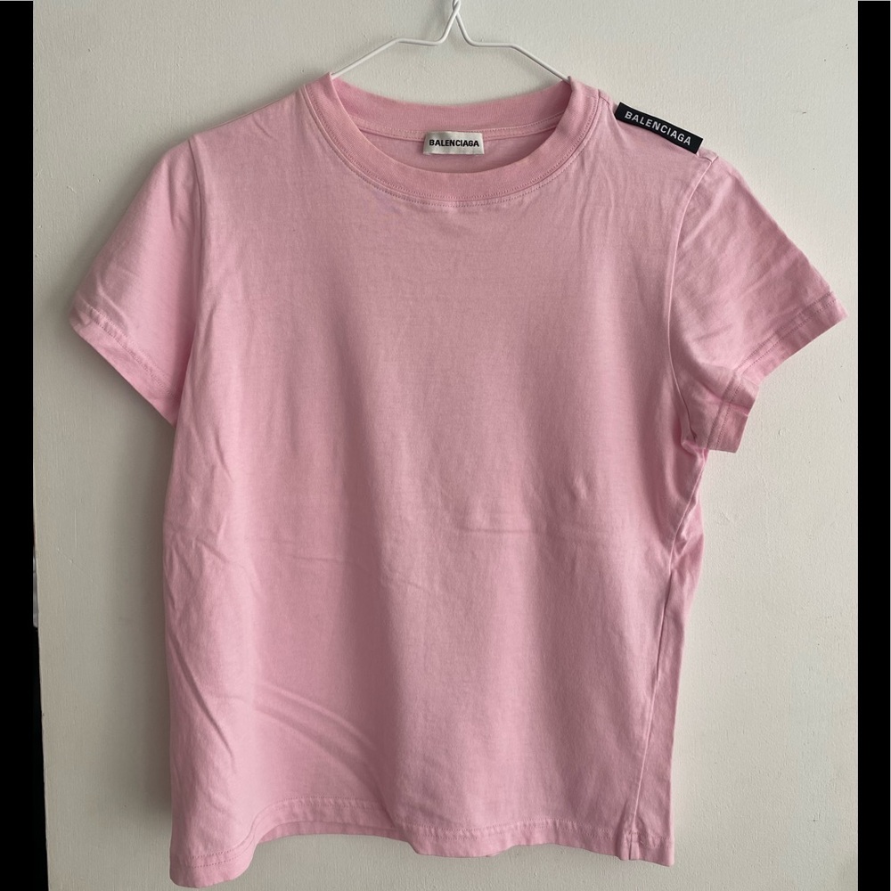 Balenciaga Light Pink Short Sleeve Tee S- Rose Print